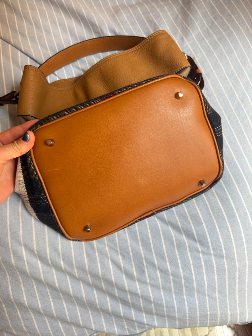 Burberry Leather & Canvas Ashby Tassel Bucket Bag - Picture 4 of 10